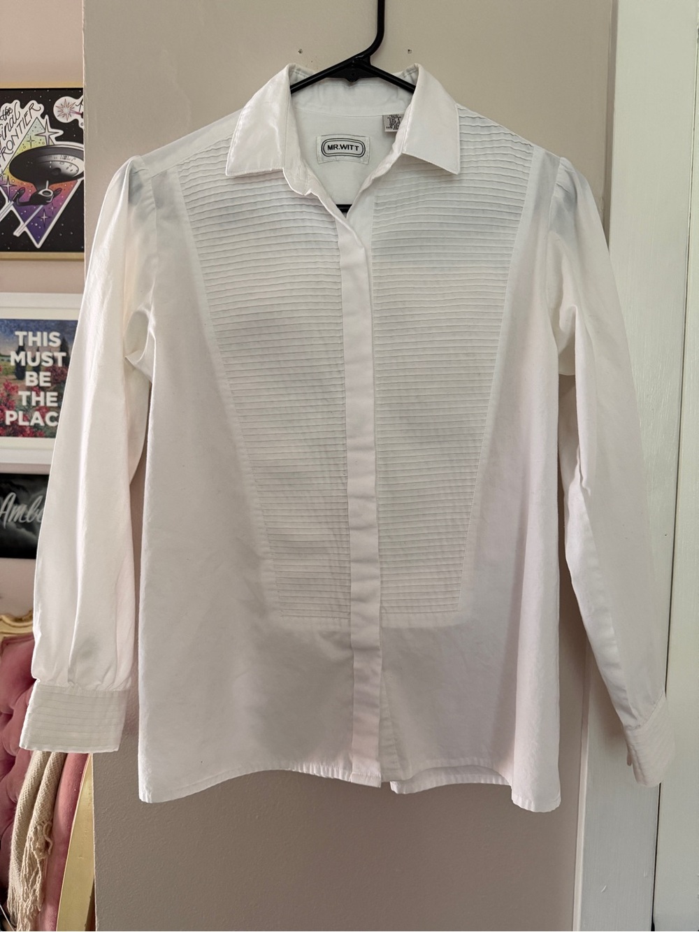 Vintage Mr. Witt White Pleated Front Dress Shirt